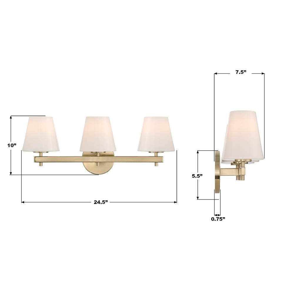 Crystorama COL-203-VG Vibrant Gold Colton 24.5'' Vibrant Gold Bathroom Vanity Image 2