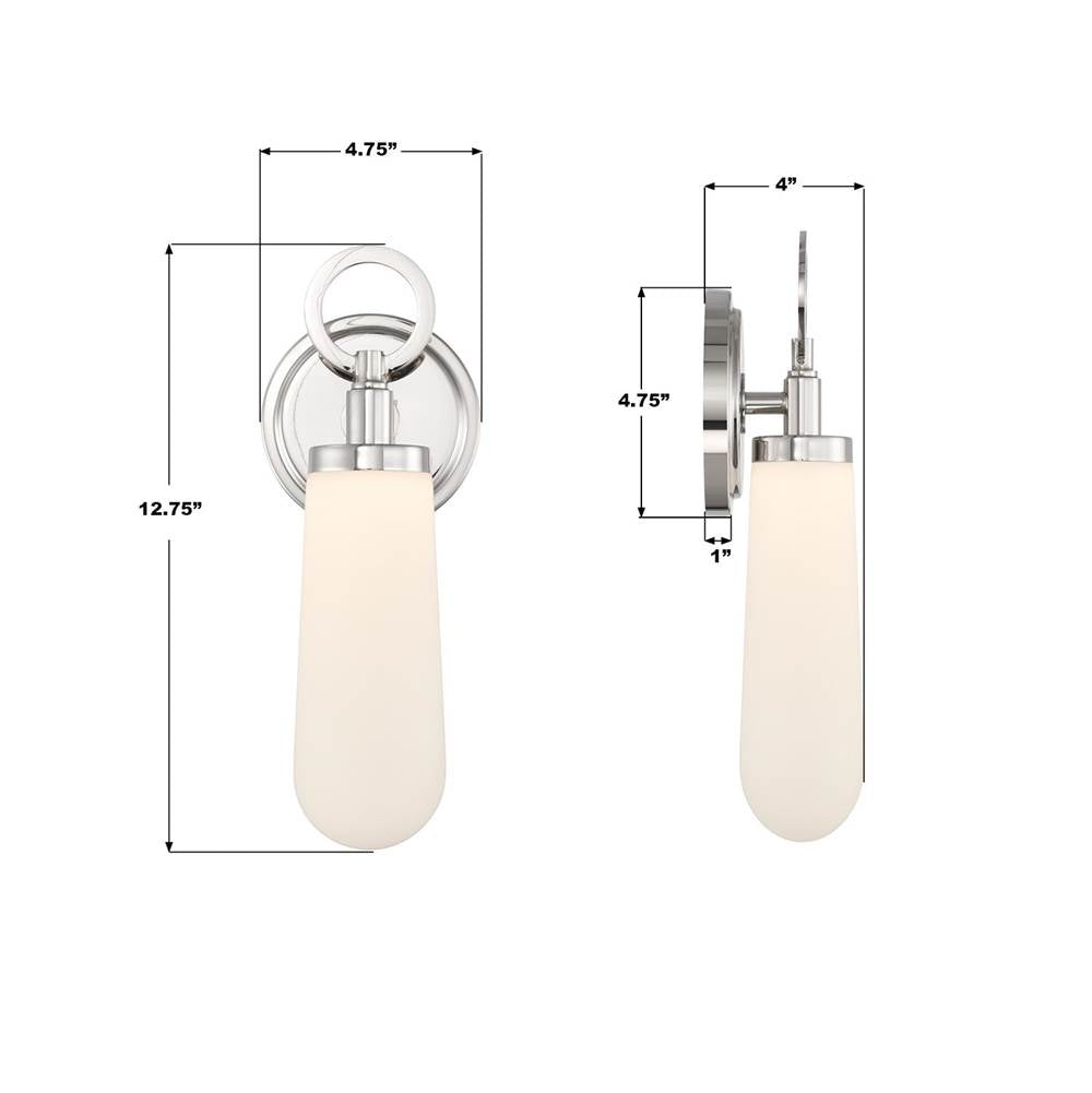 Crystorama CVN-731-PN Polished Nickel Calvin 4.75'' Integrated Led Polished Nickel Sconce Image 2