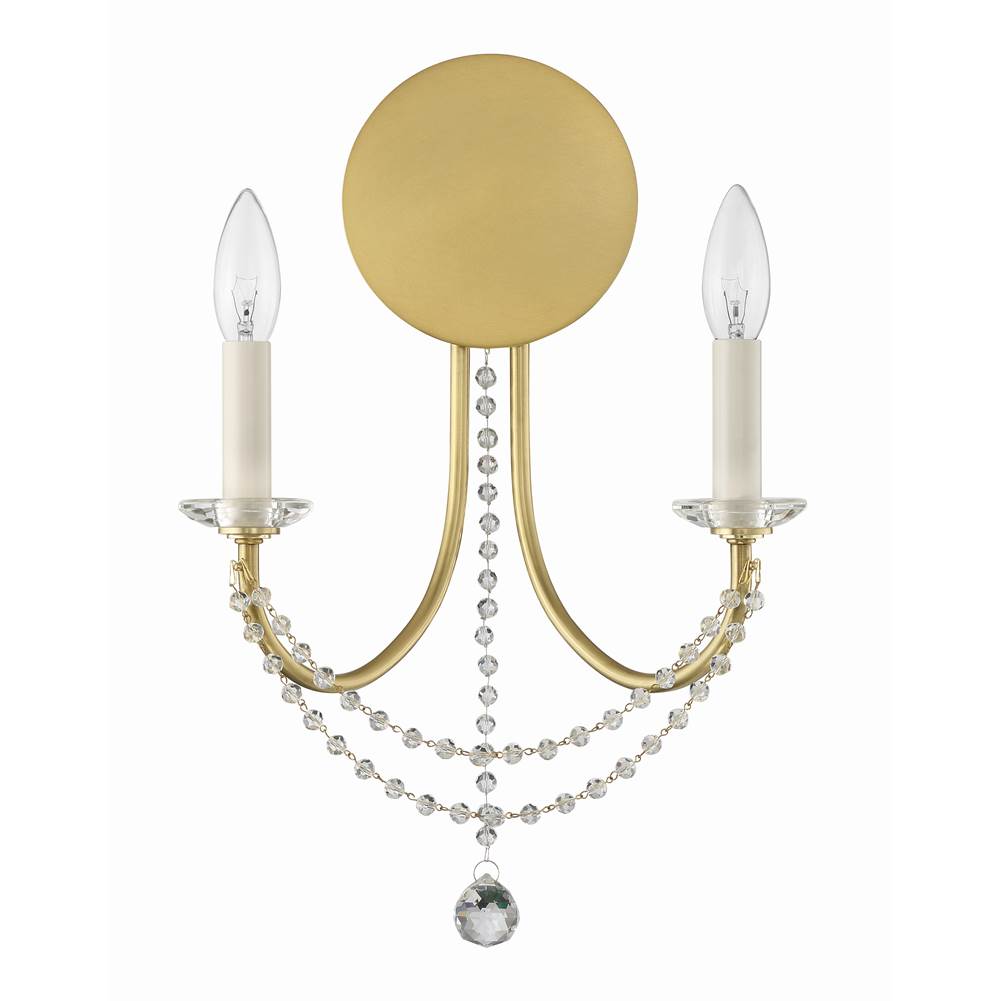Crystorama Delilah 2 Light Aged Brass Wall Mount