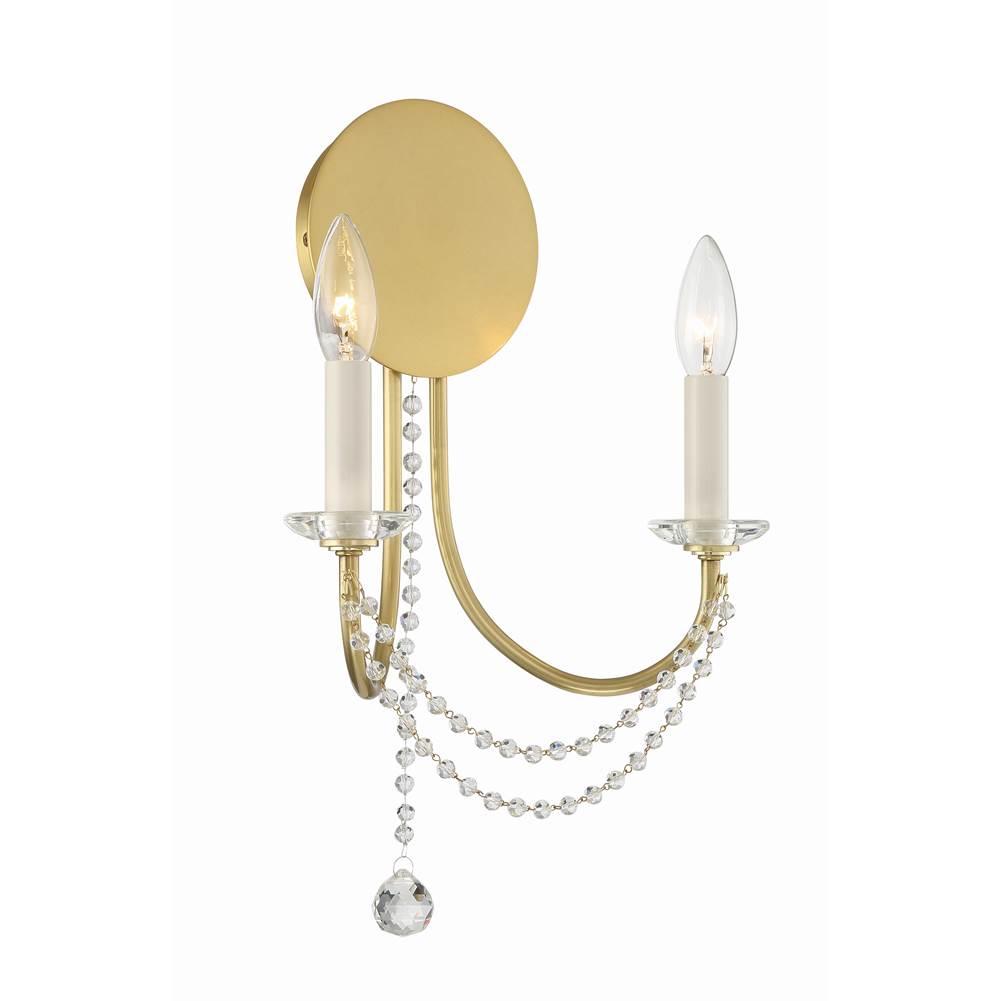 Crystorama DEL-90802-AG Aged Brass Delilah 2 Light Aged Brass Wall Mount Image 4