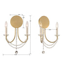 Crystorama DEL-90802-AG Aged Brass Delilah 2 Light Aged Brass Wall Mount Image 2