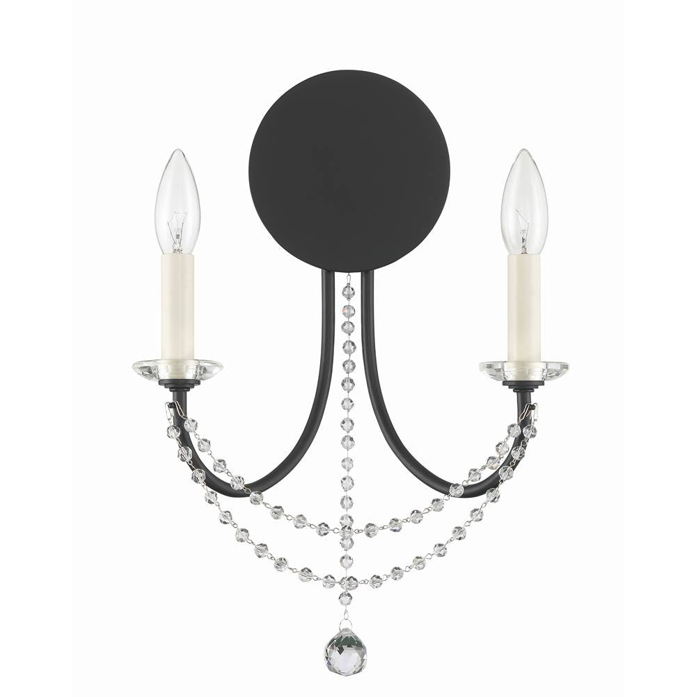 Crystorama Delilah 2 Light Aged Brass Wall Mount
