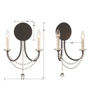 Crystorama DEL-90802-MK Matte Black Delilah 2 Light Matte Black Wall Mount Image 2