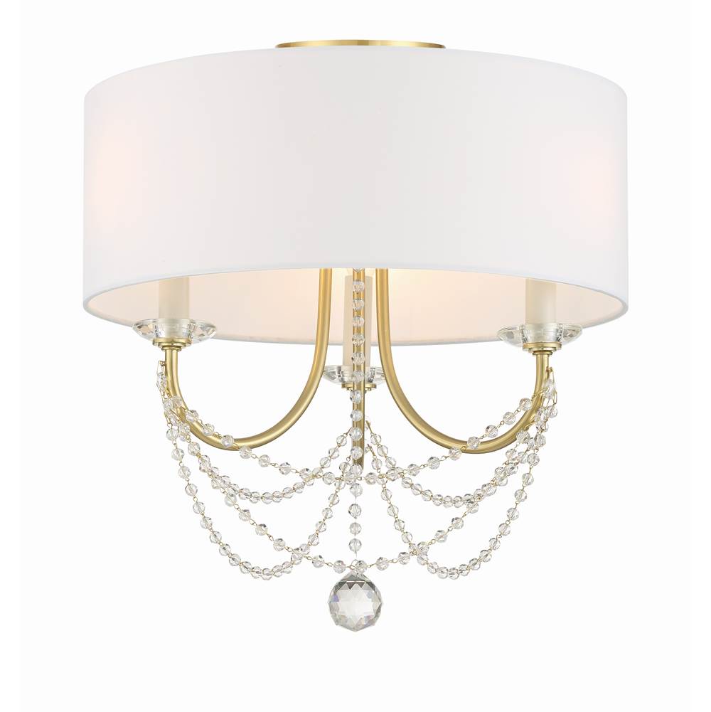 Crystorama Delilah 3 Light Aged Brass Ceiling Mount