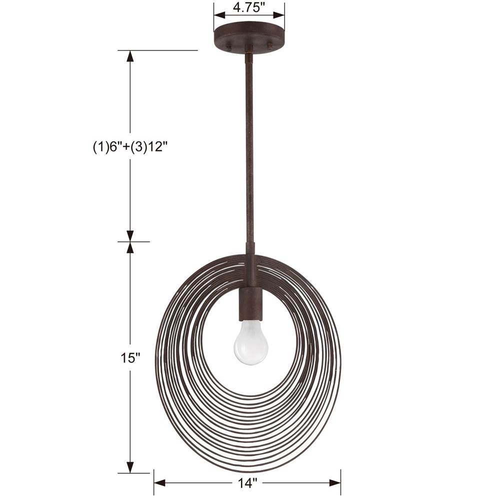 Crystorama DOR-B7701-FB Forged Bronze Doral 1 Light Forged Bronze Pendant Image 2