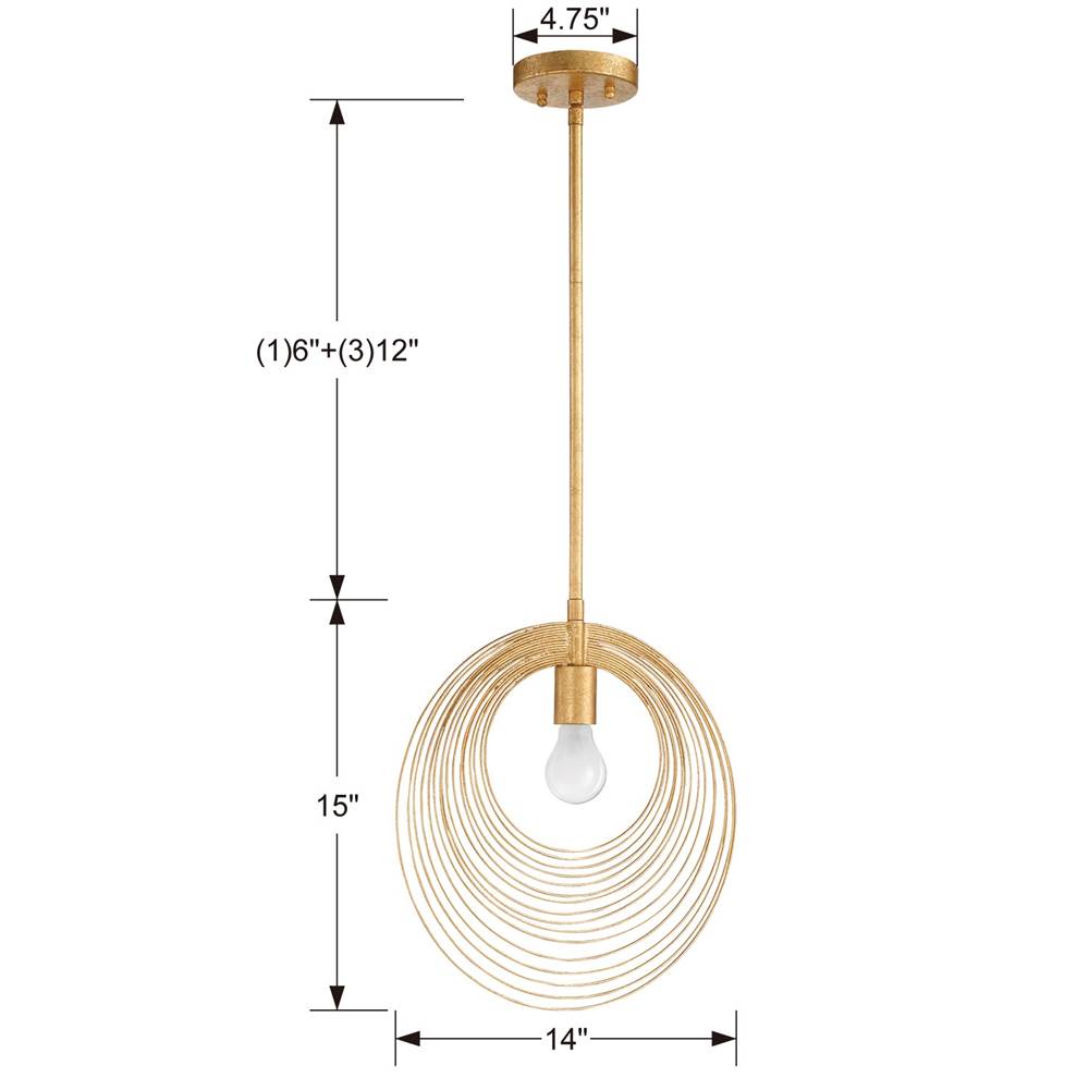 Crystorama DOR-B7701-RG Renaissance Gold Doral 1 Light Renaissance Gold Pendant Image 2