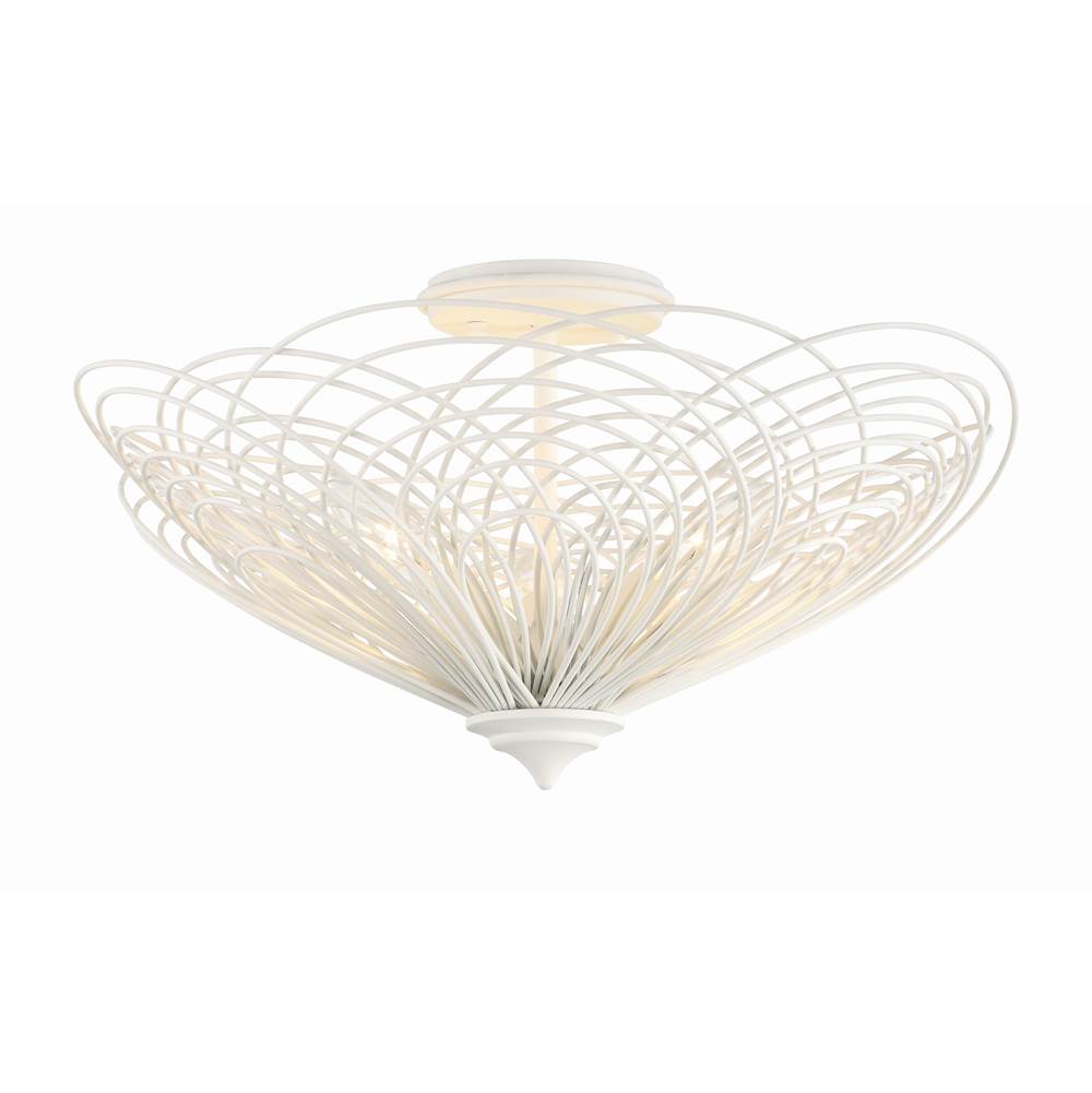 Crystorama DOR-B7703-MT Matte White Doral 3 Light Matte White Semi Flush Mount Image 1
