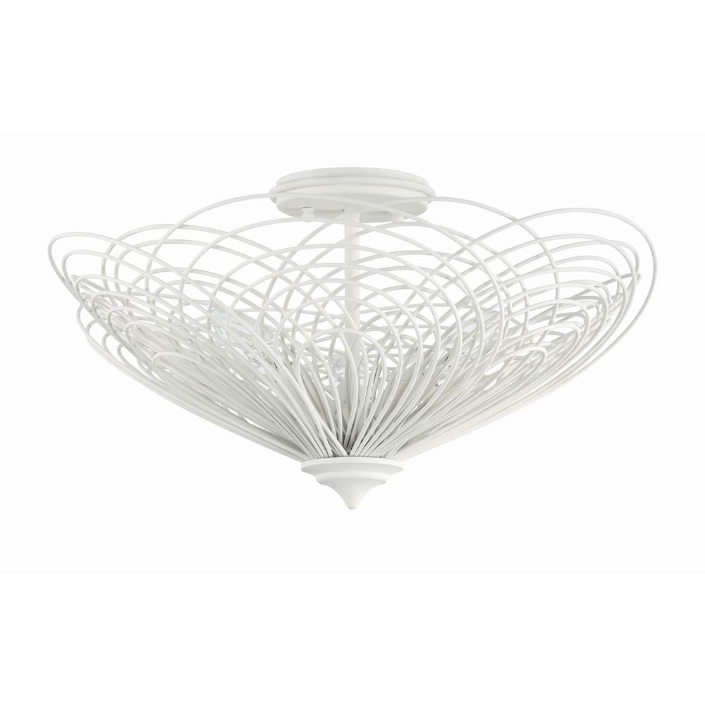 Crystorama Doral 3 Light Matte White Semi Flush Mount