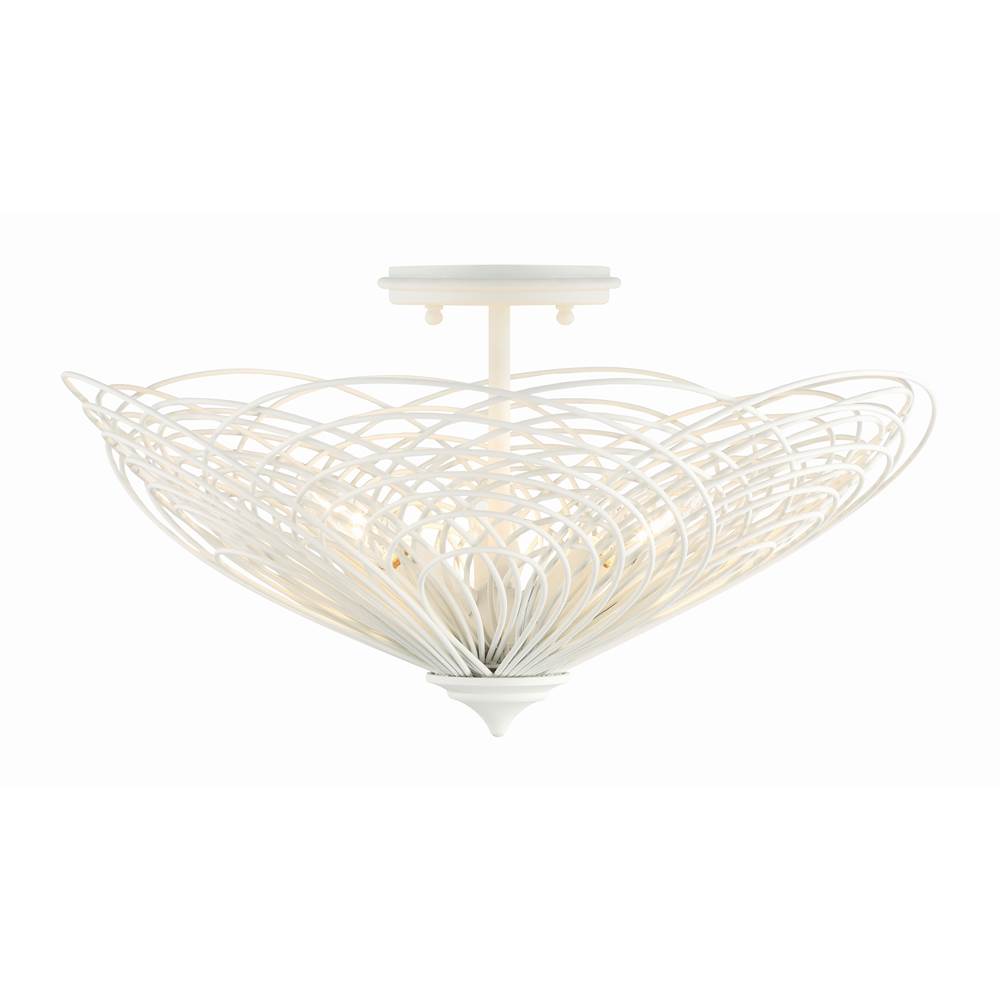 Crystorama DOR-B7703-MT Matte White Doral 3 Light Matte White Semi Flush Mount Image 3