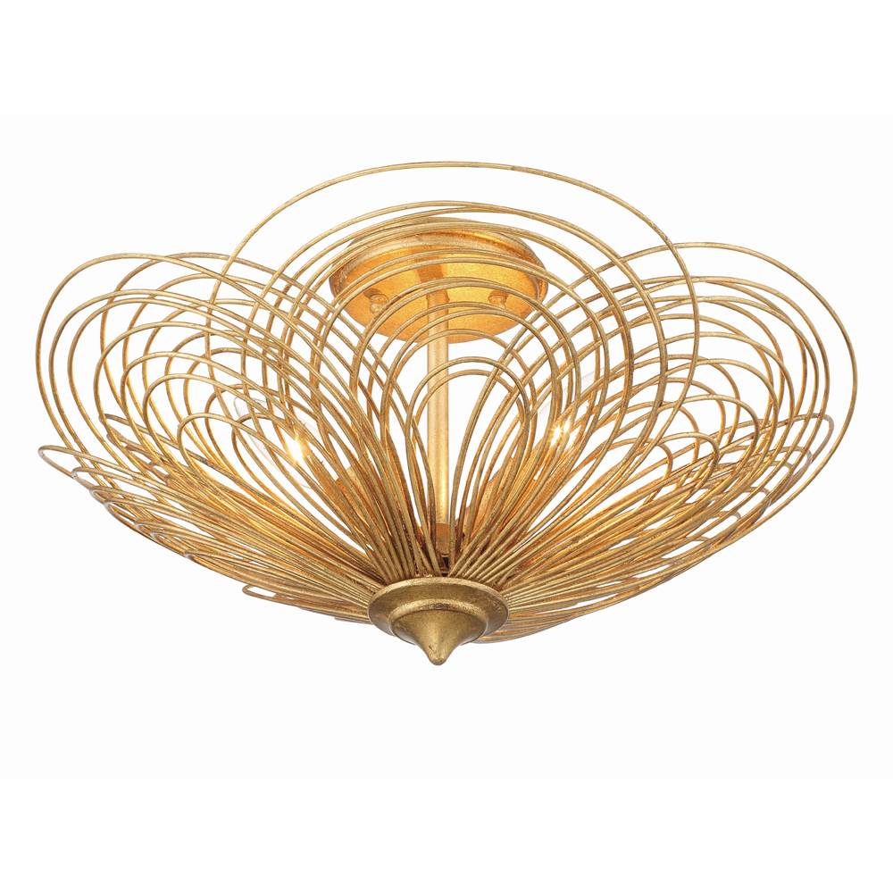 Crystorama Doral 3 Light Matte White Semi Flush Mount