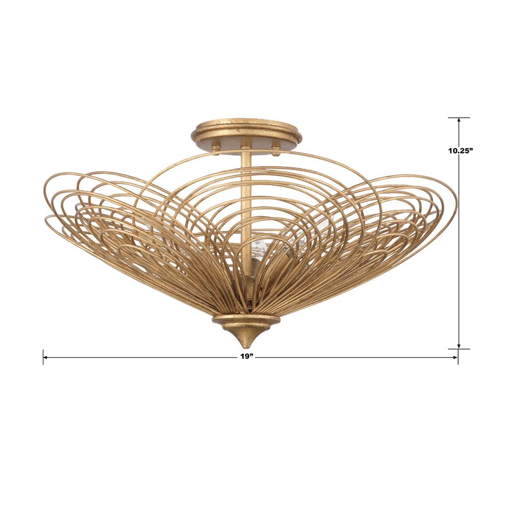 Crystorama DOR-B7703-RG Renaissance Gold Doral 3 Light Renaissance Gold Ceiling Mount Image 2