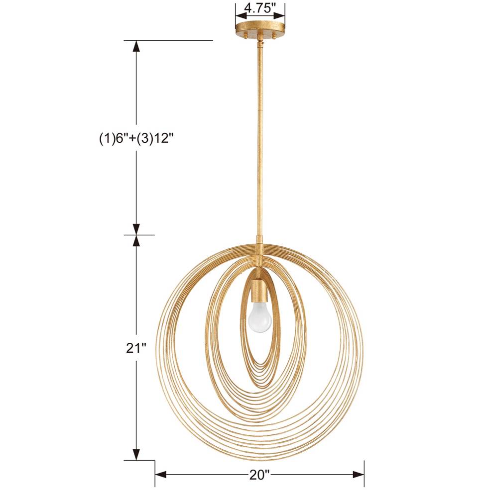 Crystorama DOR-B7711-RG Renaissance Gold Doral 1 Light Renaissance Gold Pendant Image 2