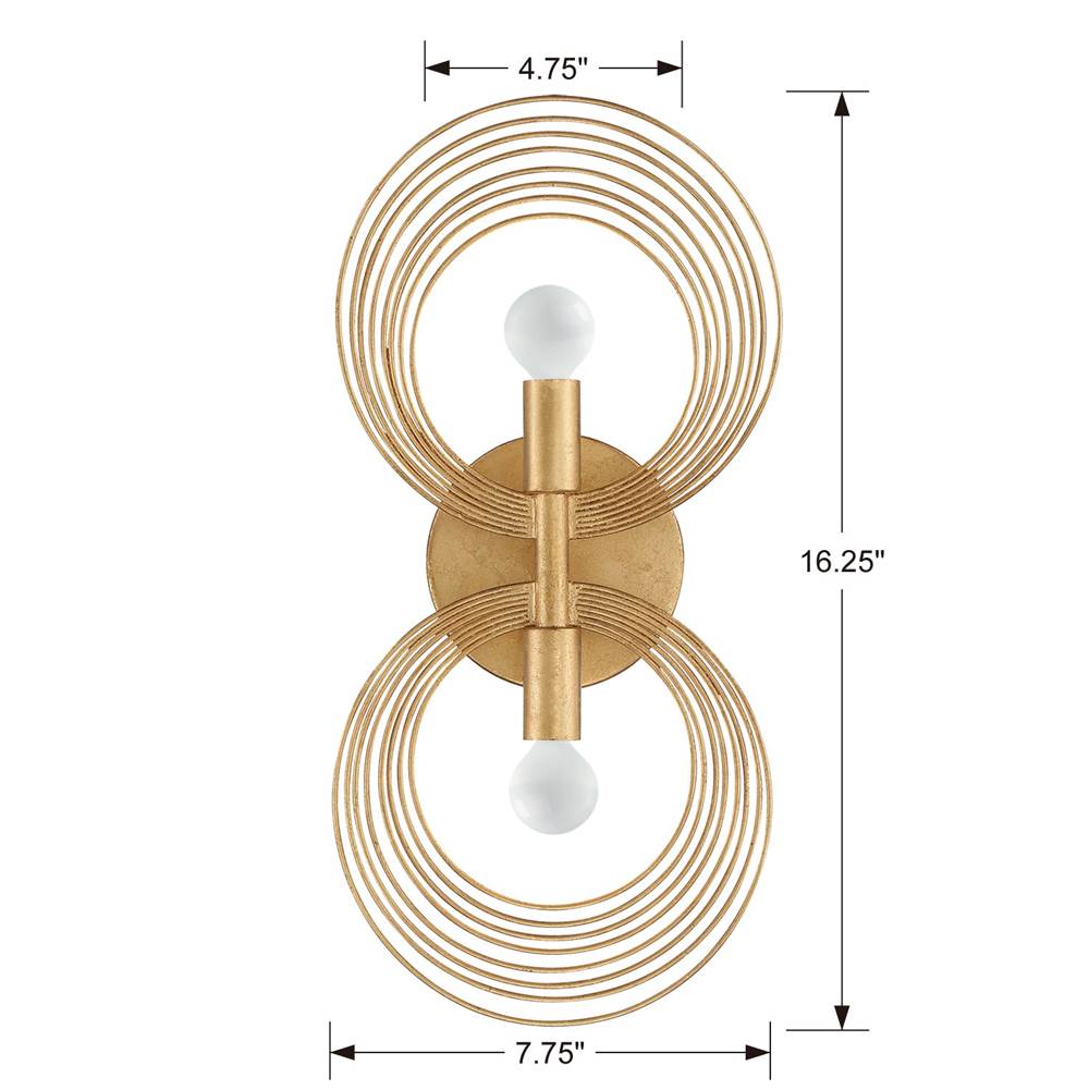 Crystorama DOR-B7722-RG Renaissance Gold Doral 2 Light Renaissance Gold Wall Mount Image 2