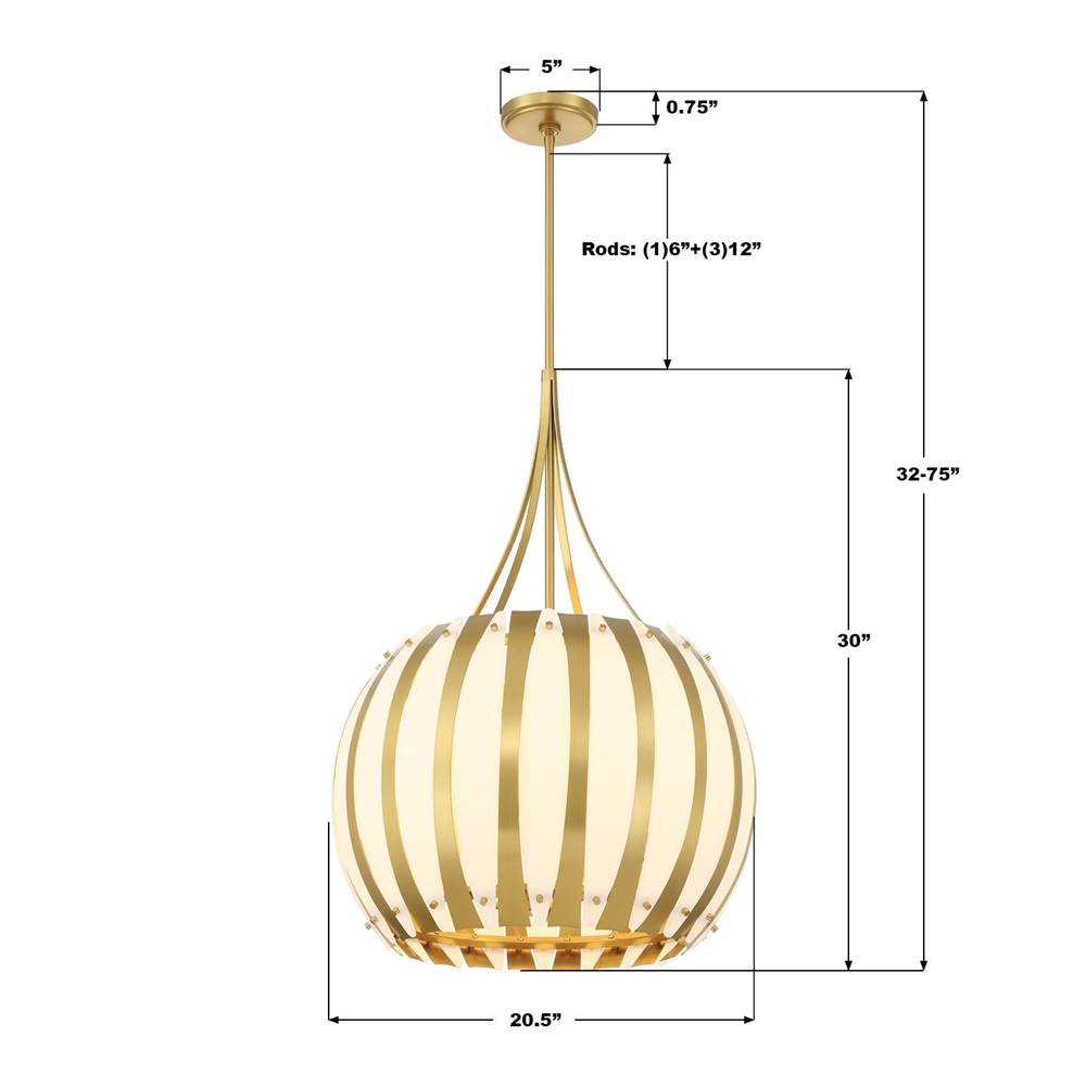 Crystorama DRA-8003-LG Luxe Gold Daria 20.5'' Luxe Gold Chandelier Image 3