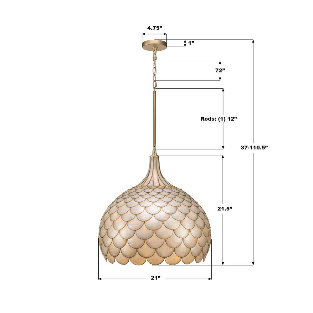 Crystorama DRB-7005-SG Soft Gold Darby 21'' Soft Gold Pendant Image 2
