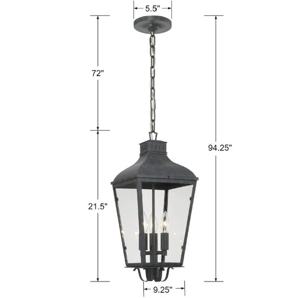 Crystorama DUM-9805-GE Graphite Dumont 3 Light Graphite Outdoor Chandelier Image 2