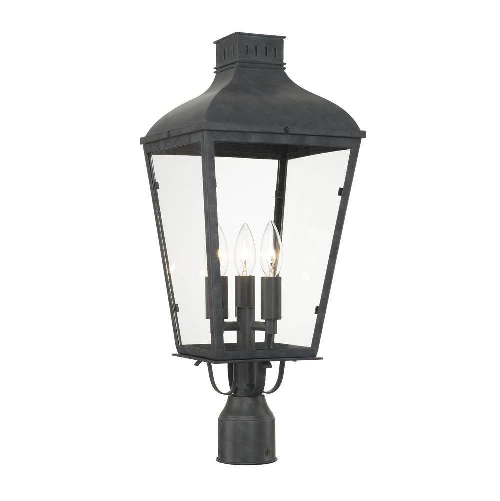 Crystorama DUM-9807-GE Graphite Dumont 3 Light Graphite Outdoor Lantern Post Image 1