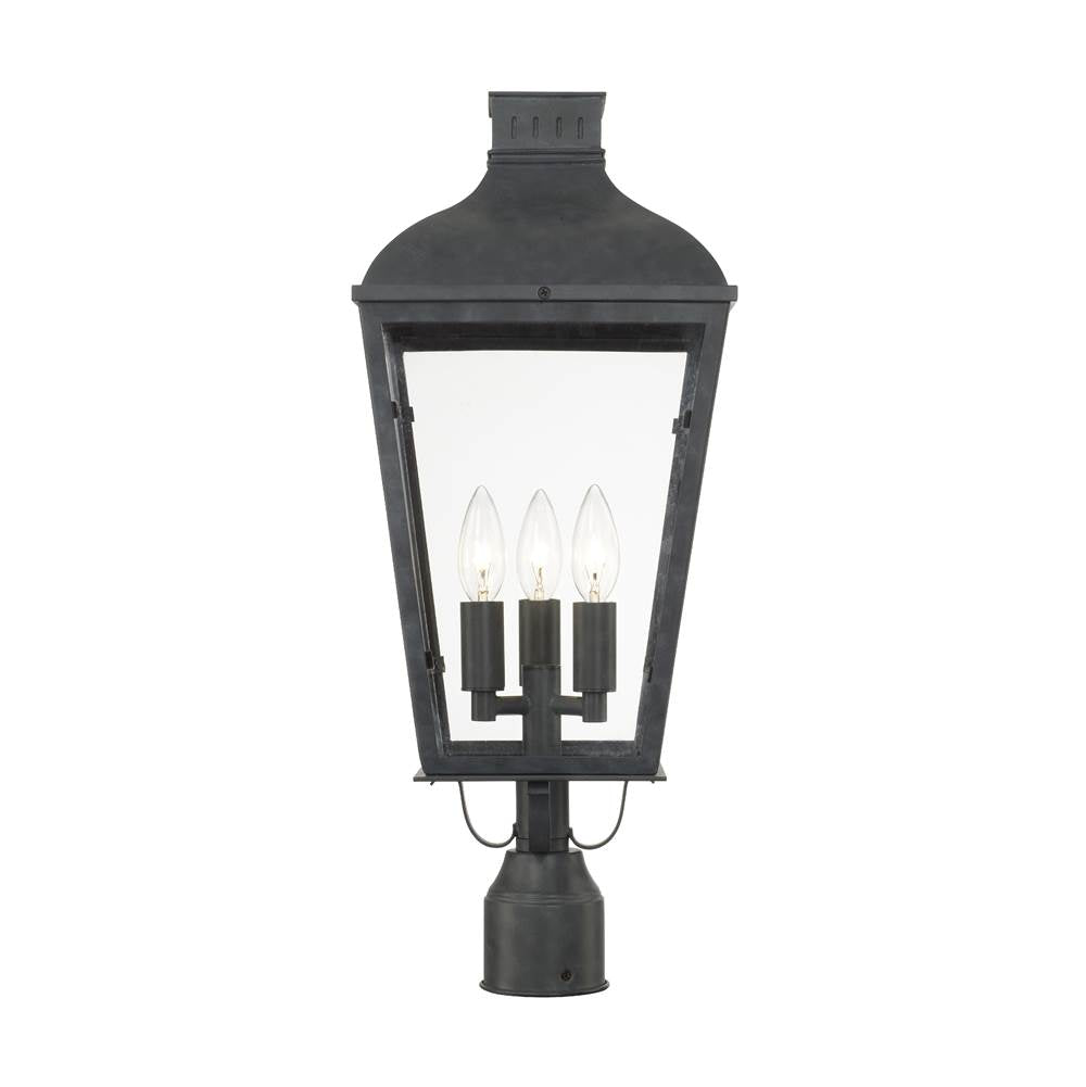 Crystorama Dumont 3 Light Graphite Outdoor Lantern Post