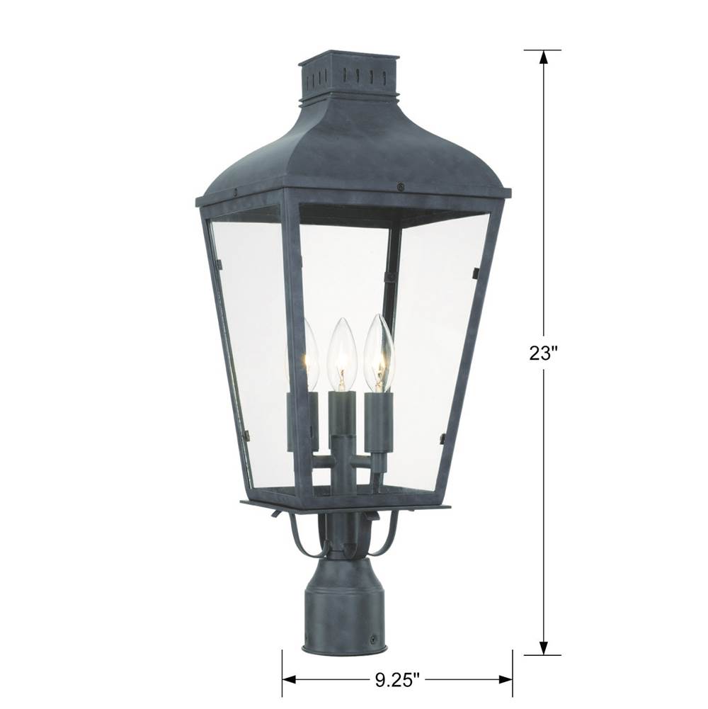 Crystorama DUM-9807-GE Graphite Dumont 3 Light Graphite Outdoor Lantern Post Image 2