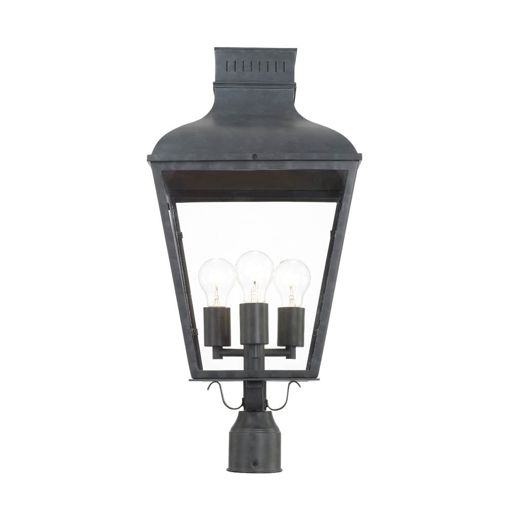 Crystorama Dumont 3 Light Graphite Outdoor Lantern Post