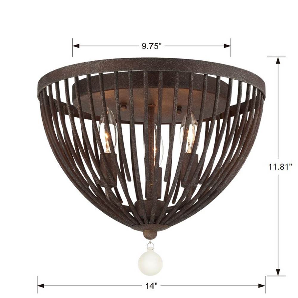 Crystorama DUV-620-FB Forged Bronze Duval 3 Light Forged Bronze Ceiling Mount Image 2