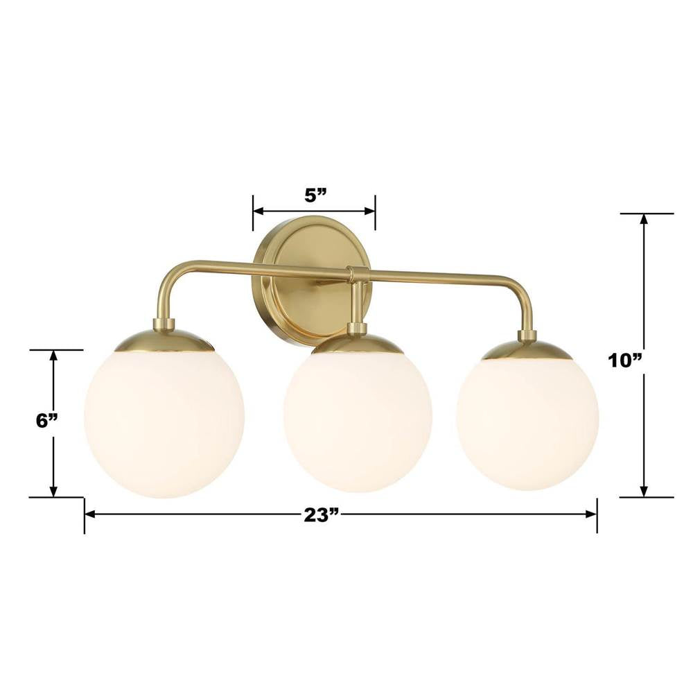 Crystorama ED0121003VG Vibrant Gold Maverick 3 Light Vibrant Gold Bathroom Vanity Image 3