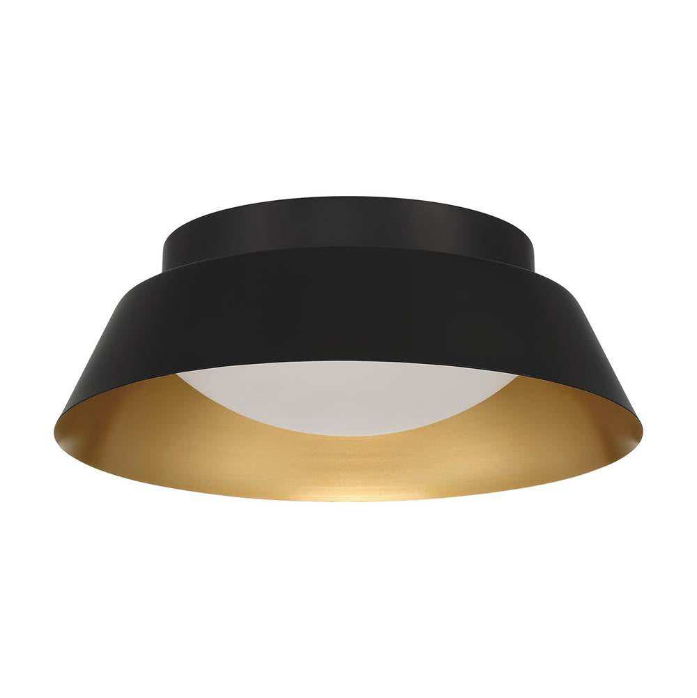 Crystorama Donoven 2 Light Matte Black, Gold Flush Mount