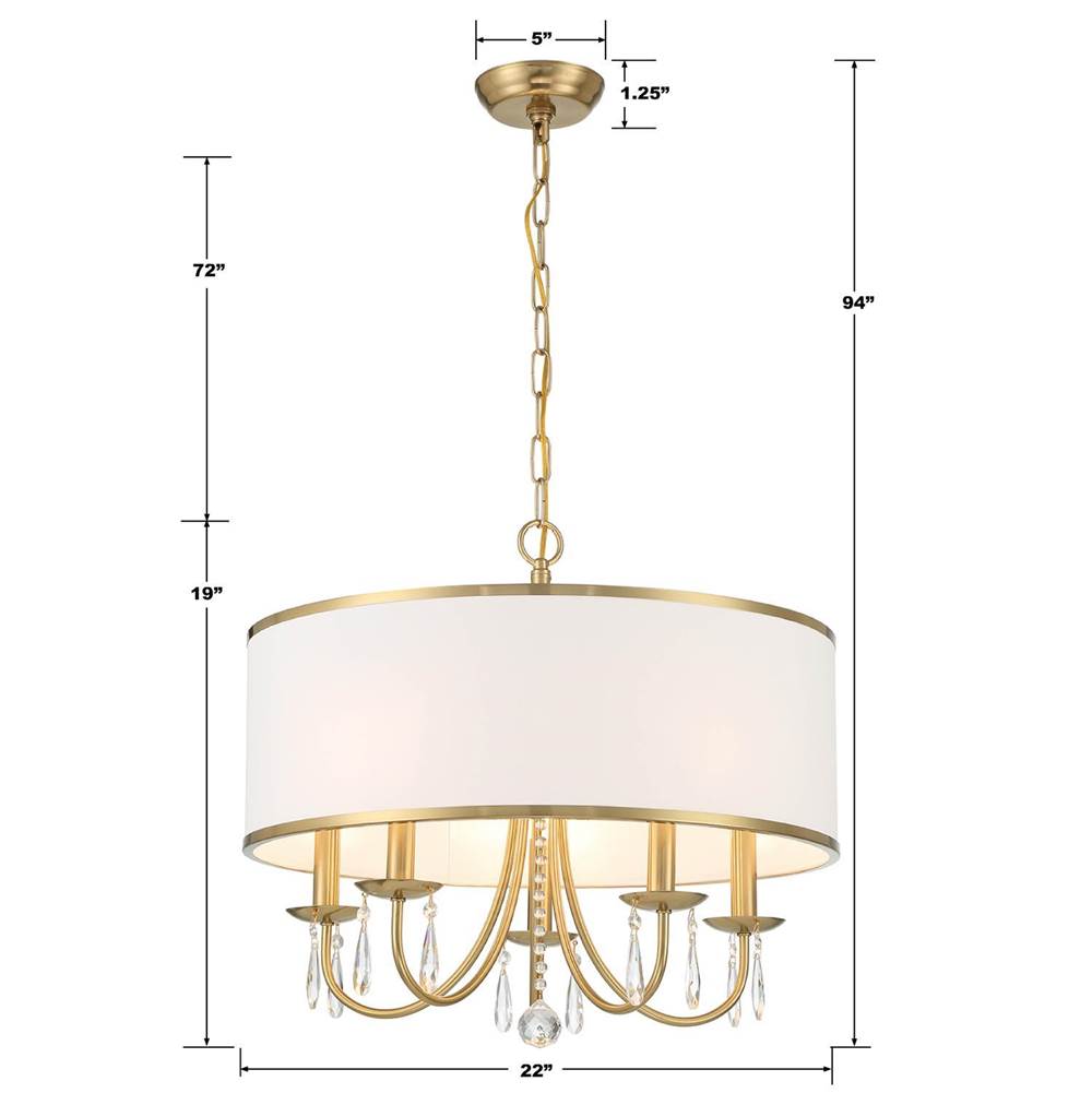 Crystorama ED0662205VG Vibrant Gold Adalynn 5 Light Vibrant Gold Chandelier Image 3