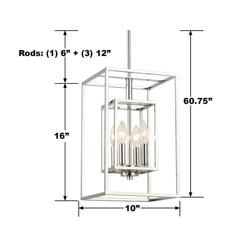 Crystorama ED884114CH Polished Chrome Kai 4 Light Polished Chrome Pendant Image 2