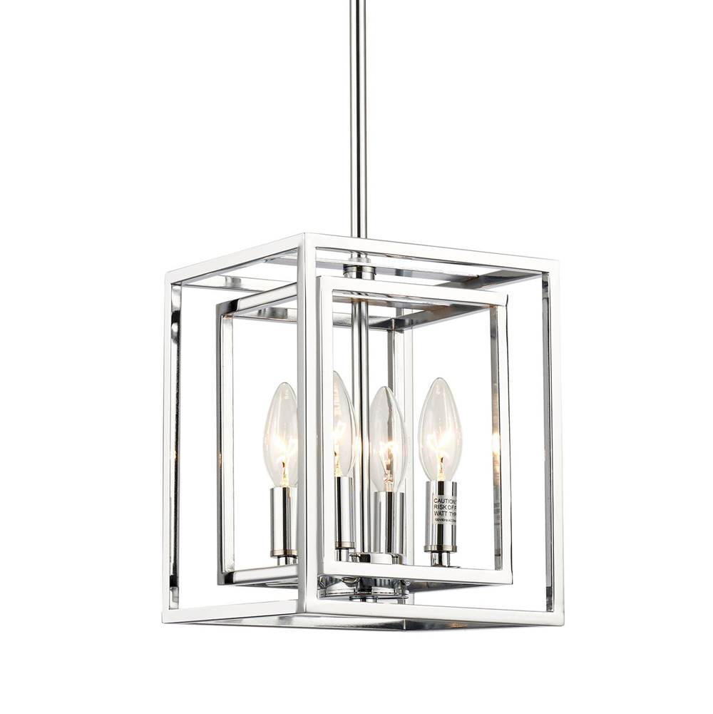 Crystorama ED884124CH Polished Chrome Kai 4 Light Polished Chrome Pendant Image 1