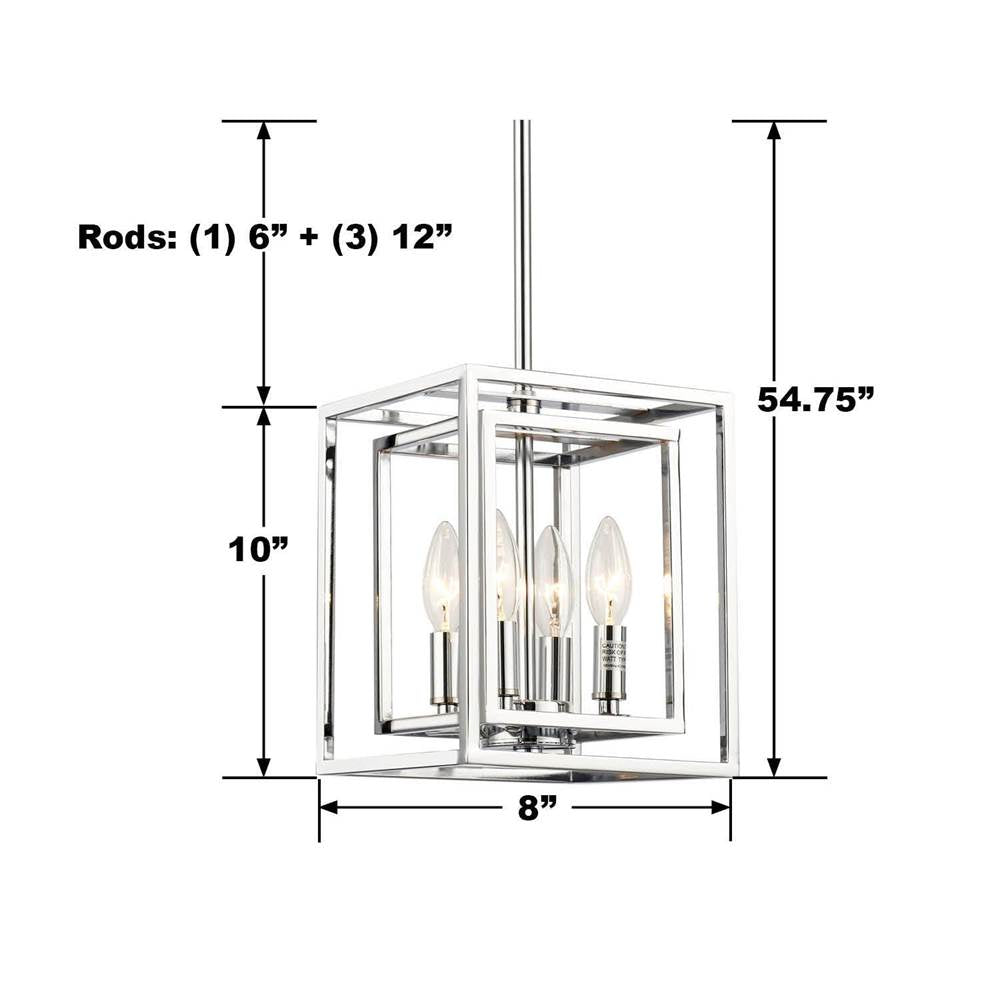 Crystorama ED884124CH Polished Chrome Kai 4 Light Polished Chrome Pendant Image 2