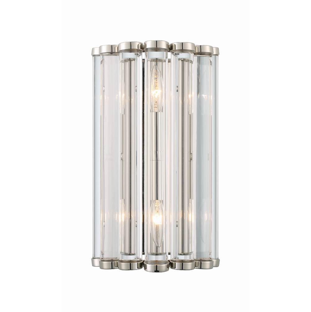 Crystorama ELL-B3002-PN Polished Nickel Libby Langdon For Crystorama Elliot 2 Light Polished Nickel Wall Mount Image 1