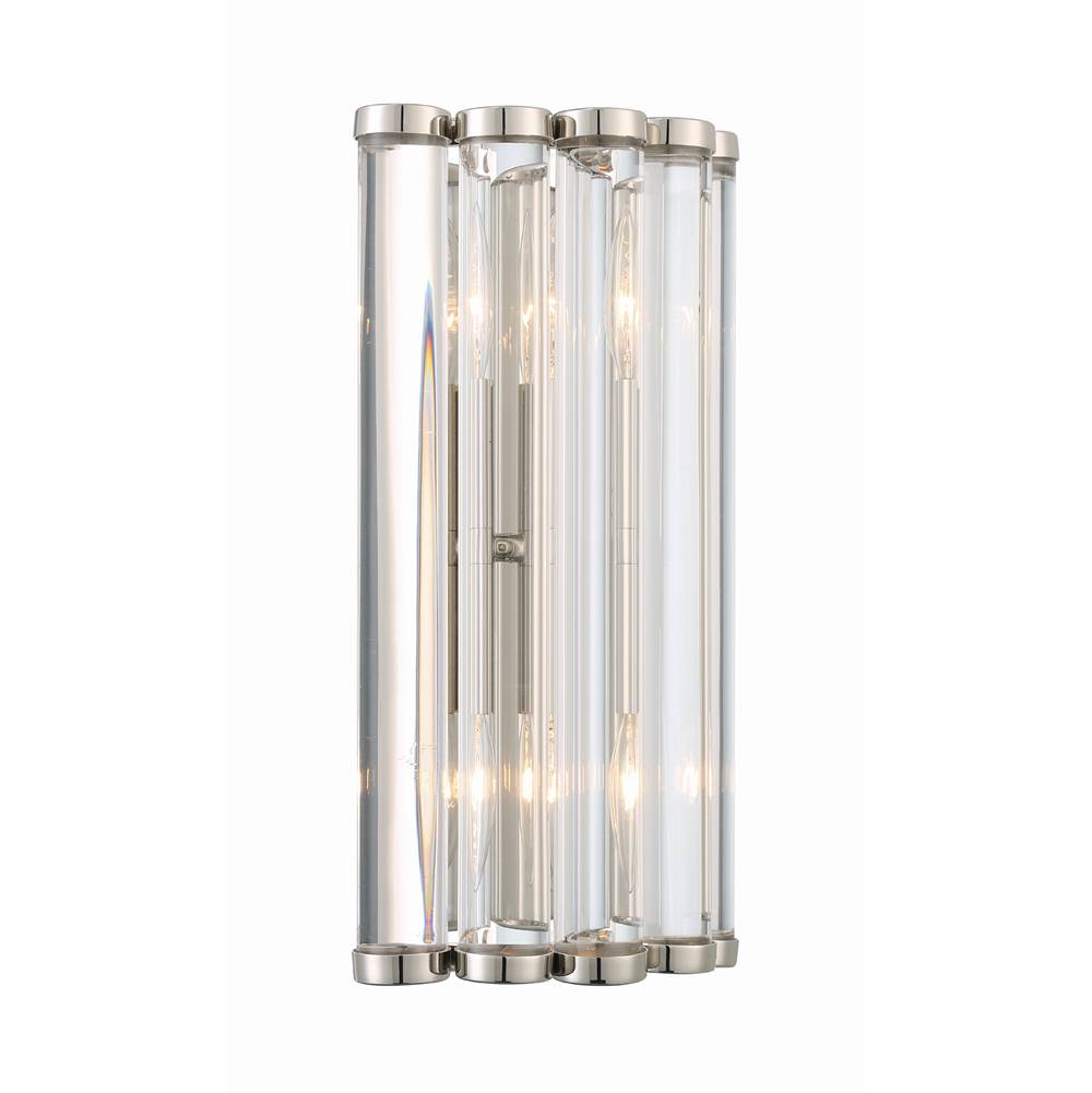 Crystorama ELL-B3002-PN Polished Nickel Libby Langdon For Crystorama Elliot 2 Light Polished Nickel Wall Mount Image 4