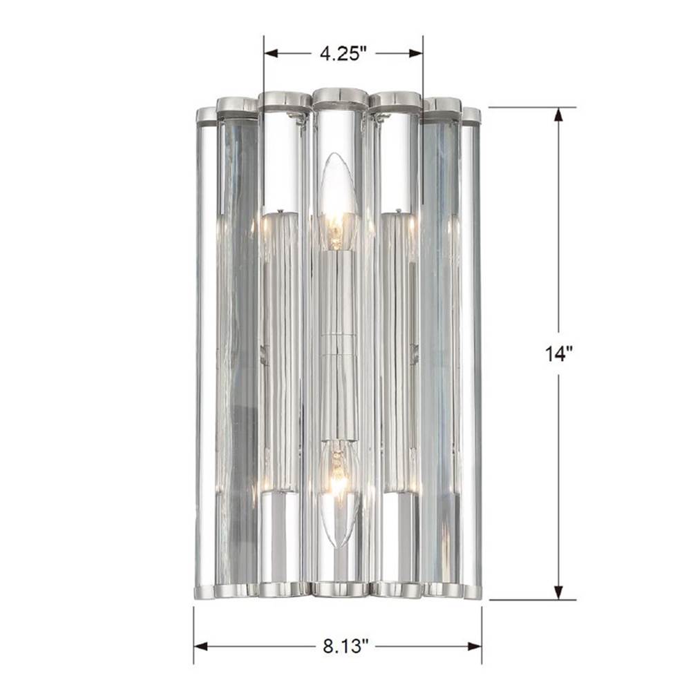 Crystorama ELL-B3002-PN Polished Nickel Libby Langdon For Crystorama Elliot 2 Light Polished Nickel Wall Mount Image 2