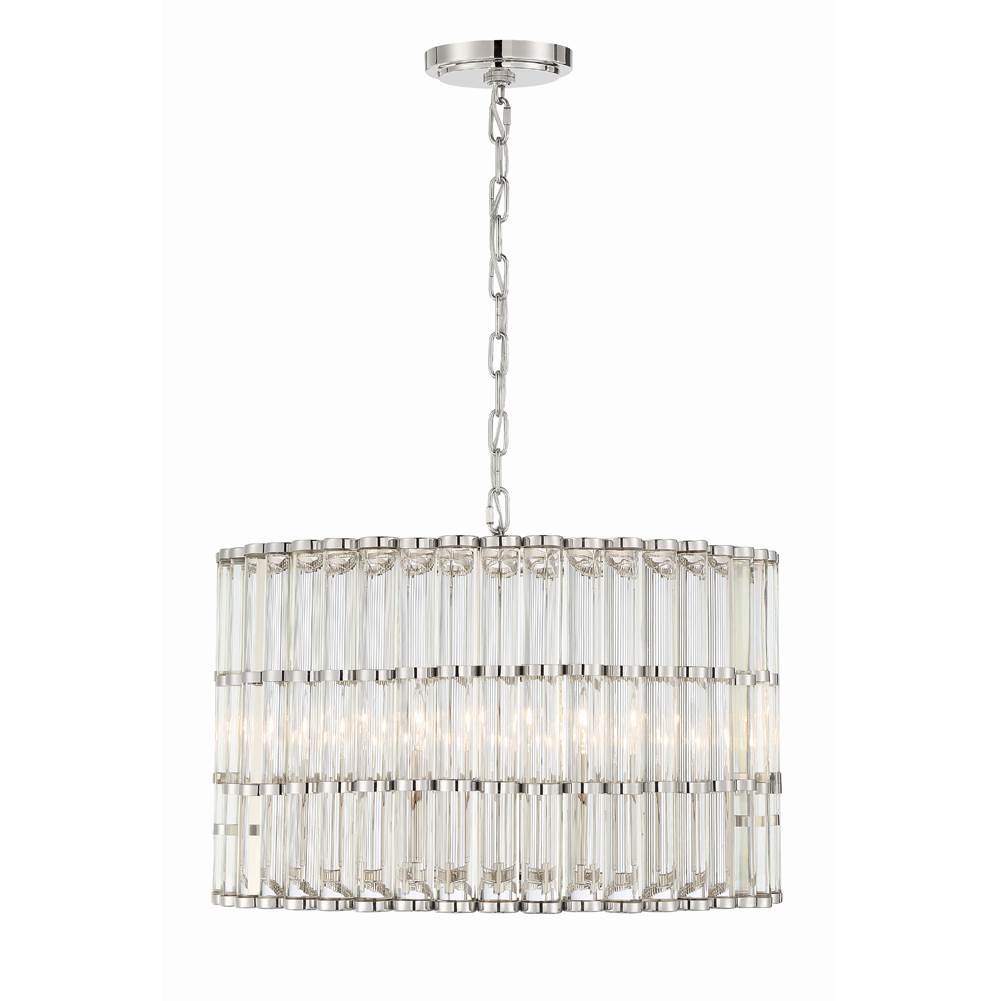 Crystorama ELL-B3006-PN Polished Nickel Libby Langdon For Crystorama Elliot 6 Light Polished Nickel Chandelier Image 1
