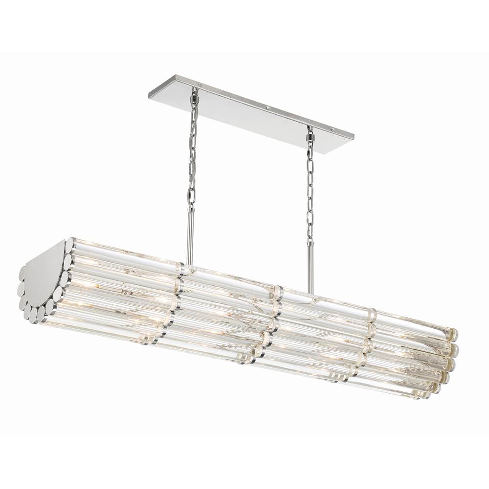 Crystorama Elliot Libby Langdon For Crystorama Elliot 6 Light Polished Nickel Linear Chandelier