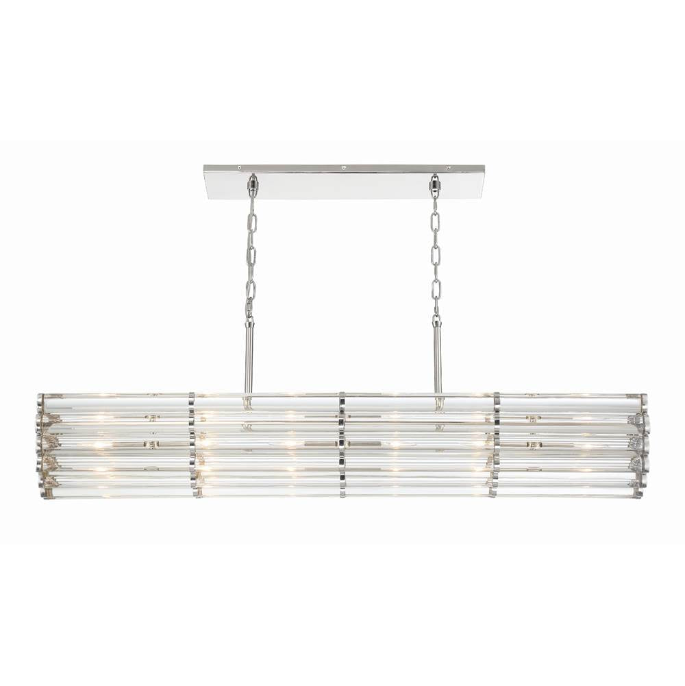 Crystorama ELL-B3007-PN Polished Nickel Libby Langdon For Crystorama Elliot 6 Light Polished Nickel Linear Chandelier Image 4