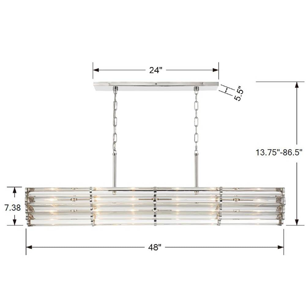 Crystorama ELL-B3007-PN Polished Nickel Libby Langdon For Crystorama Elliot 6 Light Polished Nickel Linear Chandelier Image 2
