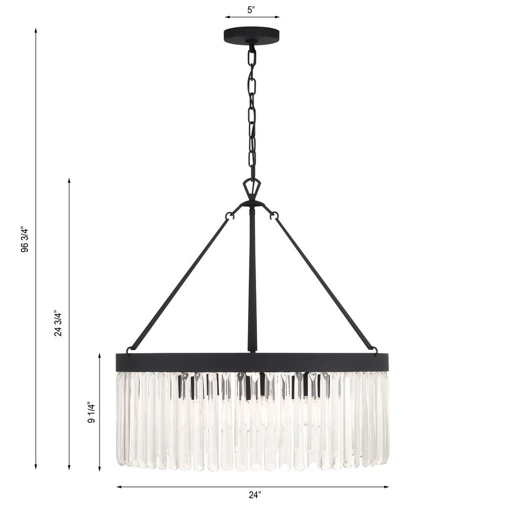Crystorama EMO-5406-BF Black Forged Emory 8 Light Black Forged Chandelier Image 2