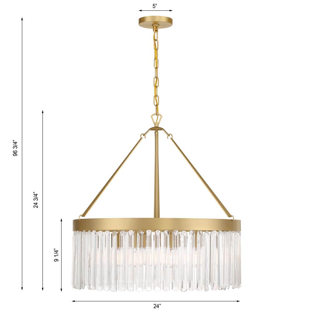 Crystorama EMO-5406-MG Modern Gold Emory 8 Light Modern Gold Chandelier Image 2