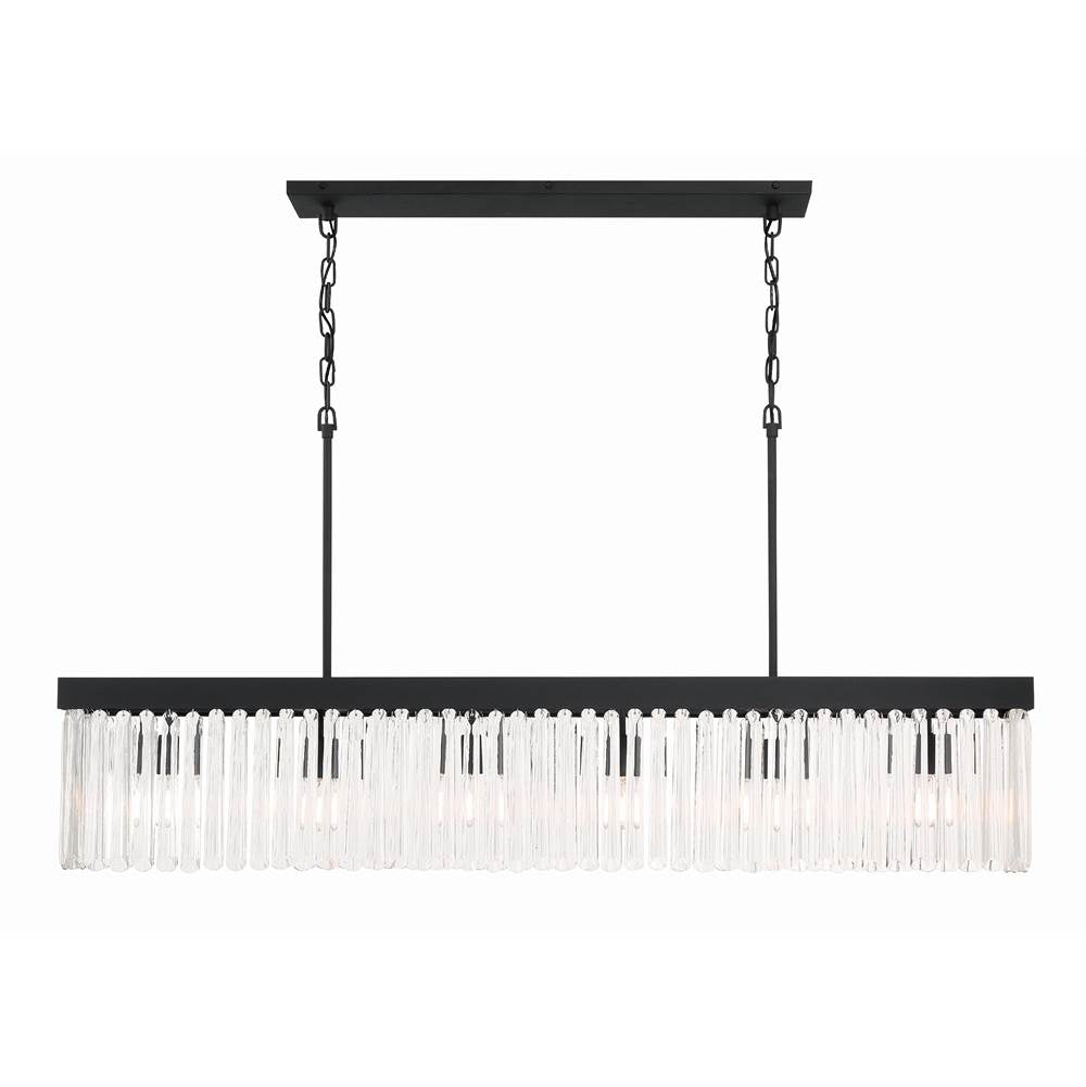 Crystorama EMO-5407-BF Black Forged Emory 6 Light Black Forged Linear Chandelier Image 1