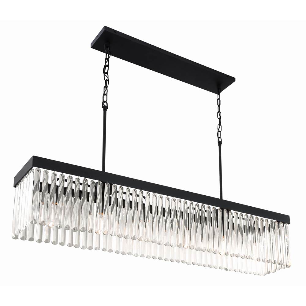 Crystorama Emory 6 Light Black Forged Linear Chandelier