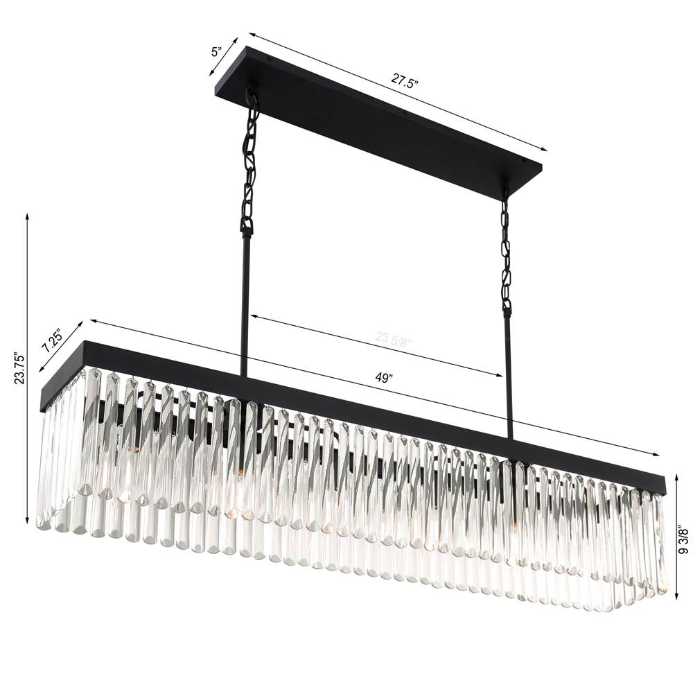 Crystorama EMO-5407-BF Black Forged Emory 6 Light Black Forged Linear Chandelier Image 2