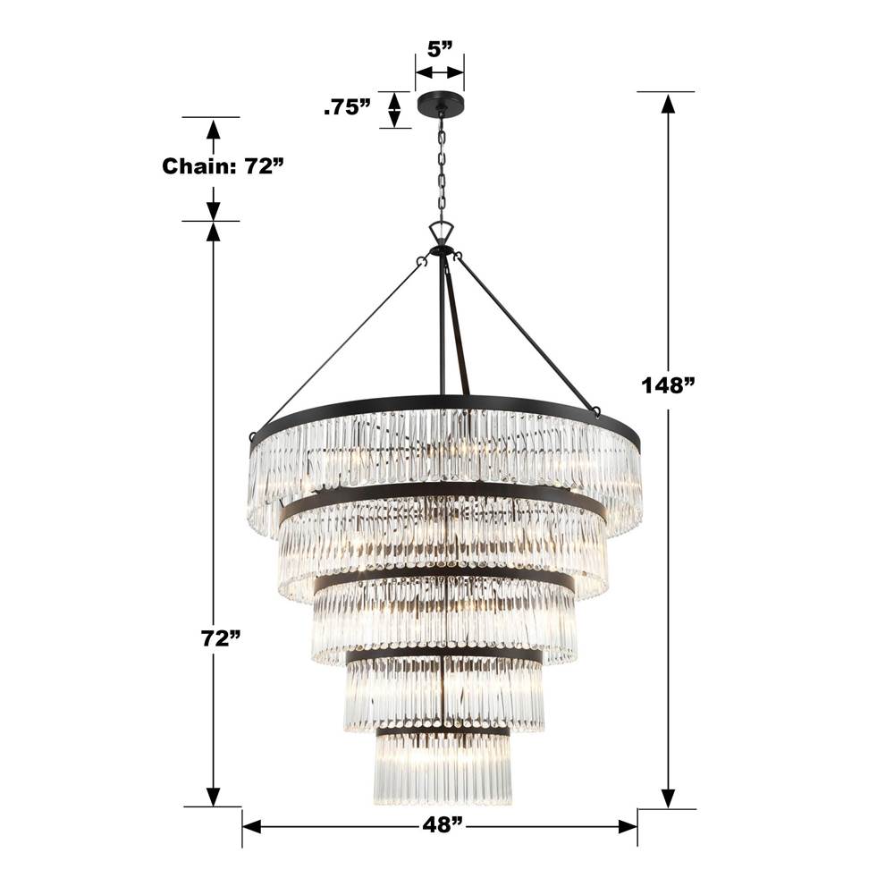 Crystorama EMO-5430-BF Black Forged Emory 30 Light Black Forged Chandelier Image 3