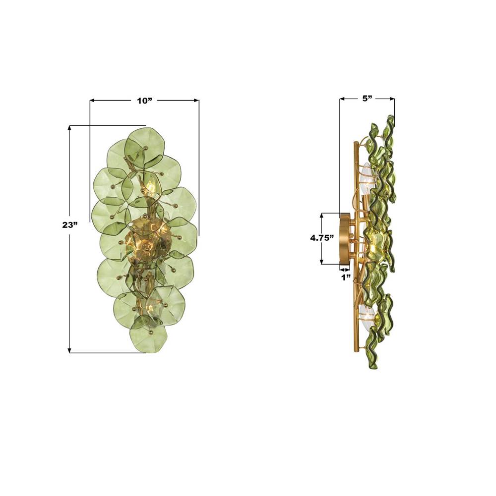 Crystorama ESM-4001-AG-GR Aged Brass Esme 23'' Aged Brass Sconce Image 2