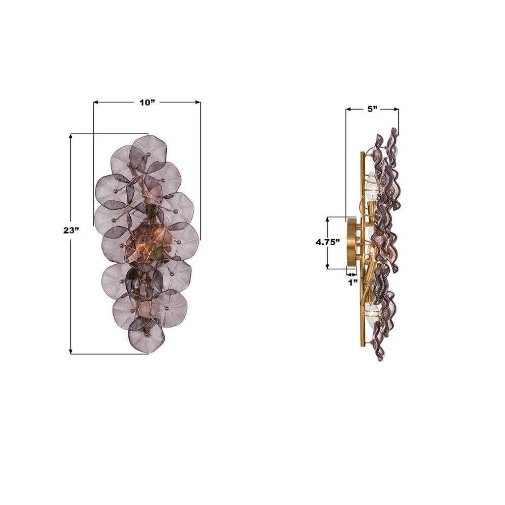 Crystorama ESM-4001-AG-SM Aged Brass Esme 23'' Aged Brass Sconce Image 2