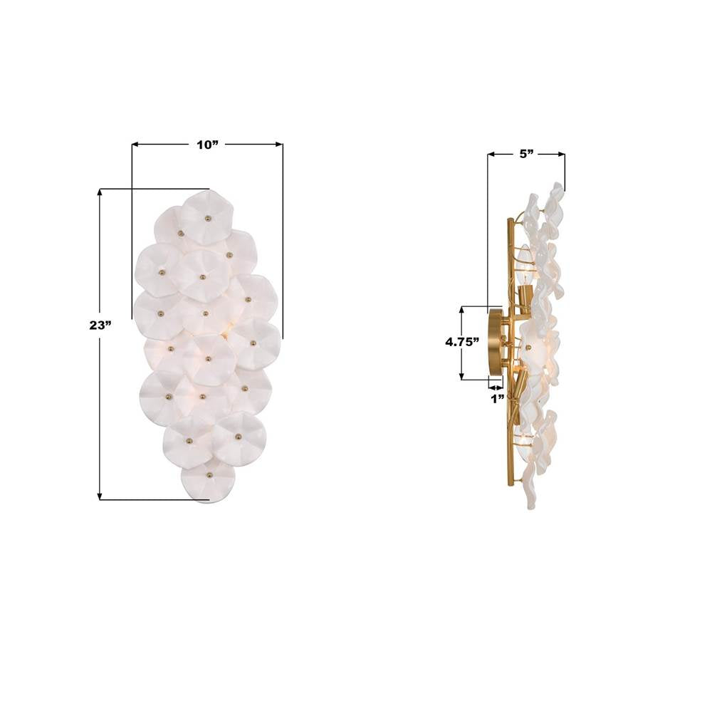 Crystorama ESM-4001-AG-WH Aged Brass Esme 23'' Aged Brass Sconce Image 2