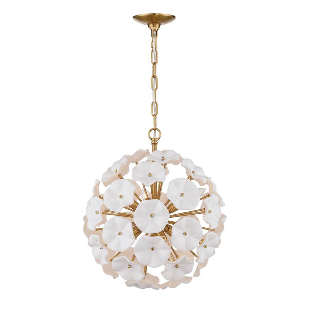 Crystorama ESM-4005-AG-WH Aged Brass Esme 18.25'' Aged Brass Chandelier Image 6