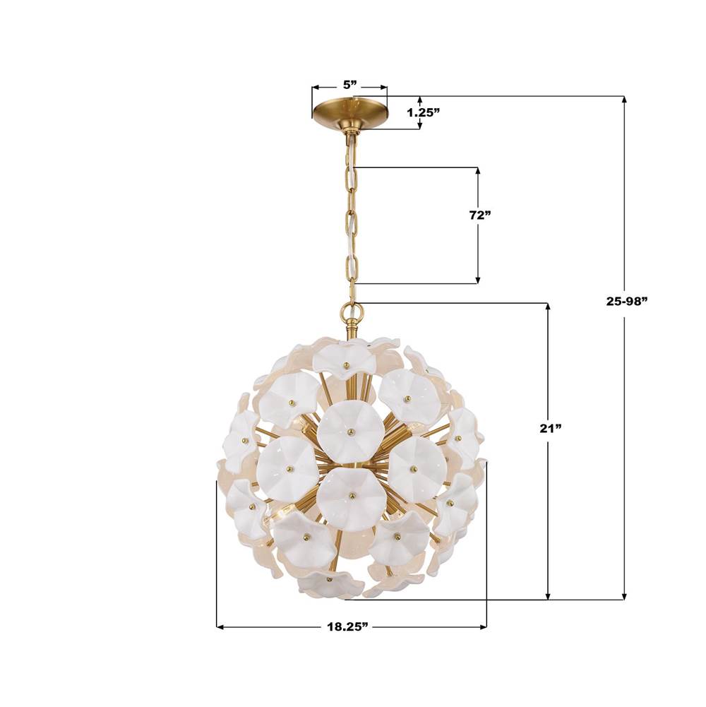 Crystorama ESM-4005-AG-WH Aged Brass Esme 18.25'' Aged Brass Chandelier Image 2