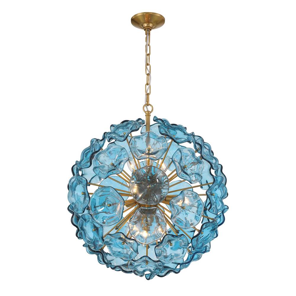 Crystorama ESM-4006-AG-BL Aged Brass Esme 9 Light Aged Brass Pendant Image 1